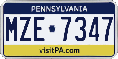 PA license plate MZE7347