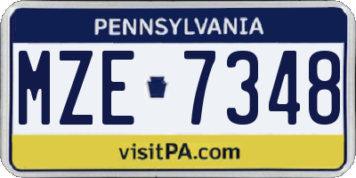 PA license plate MZE7348