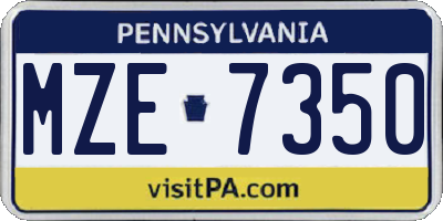 PA license plate MZE7350