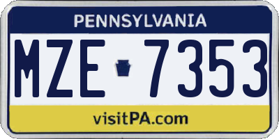 PA license plate MZE7353