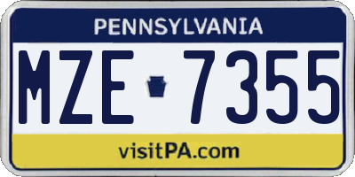 PA license plate MZE7355