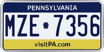 PA license plate MZE7356