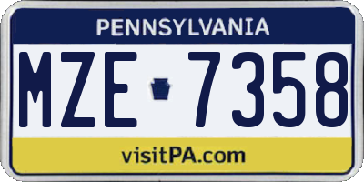PA license plate MZE7358