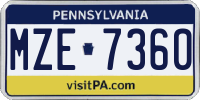 PA license plate MZE7360
