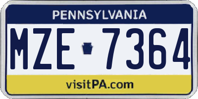 PA license plate MZE7364