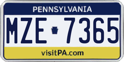 PA license plate MZE7365