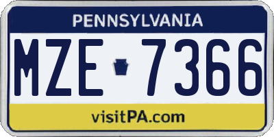 PA license plate MZE7366