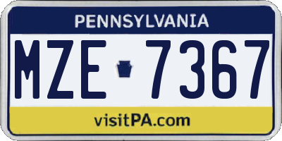 PA license plate MZE7367