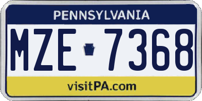 PA license plate MZE7368