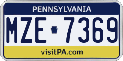 PA license plate MZE7369