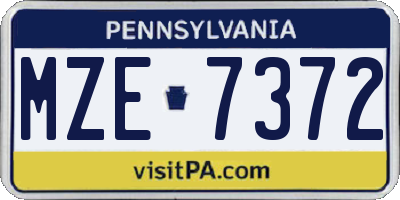 PA license plate MZE7372