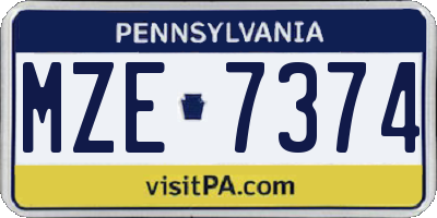 PA license plate MZE7374