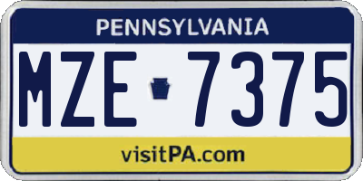 PA license plate MZE7375