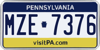PA license plate MZE7376