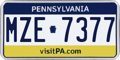 PA license plate MZE7377
