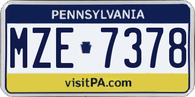 PA license plate MZE7378