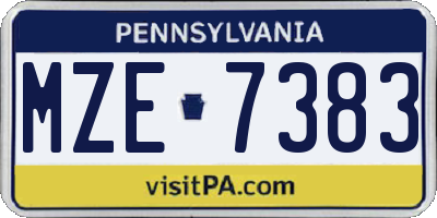 PA license plate MZE7383