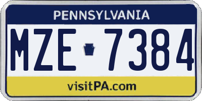 PA license plate MZE7384