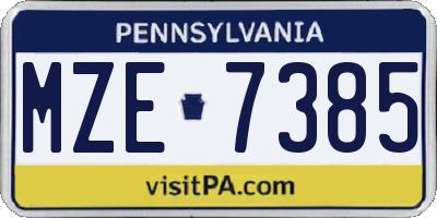 PA license plate MZE7385
