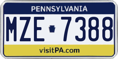 PA license plate MZE7388
