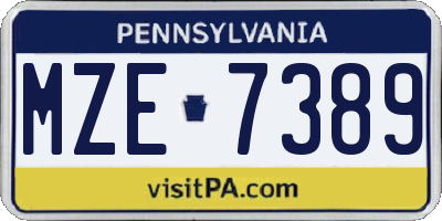 PA license plate MZE7389