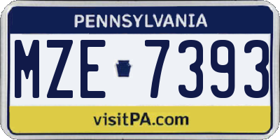 PA license plate MZE7393