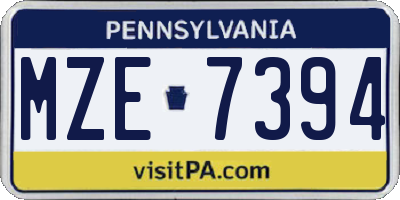 PA license plate MZE7394