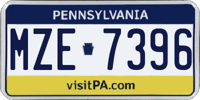 PA license plate MZE7396