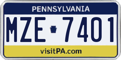 PA license plate MZE7401