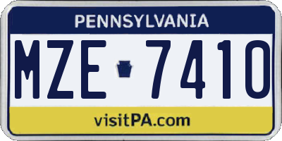 PA license plate MZE7410