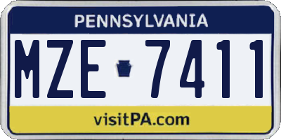PA license plate MZE7411