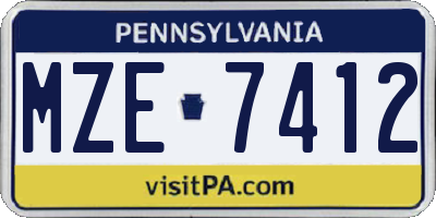 PA license plate MZE7412