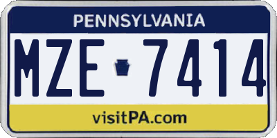PA license plate MZE7414