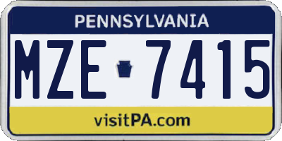 PA license plate MZE7415