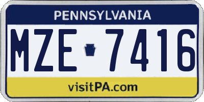PA license plate MZE7416