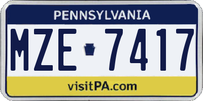 PA license plate MZE7417
