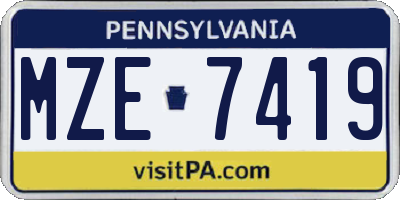 PA license plate MZE7419