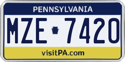 PA license plate MZE7420