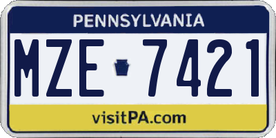 PA license plate MZE7421