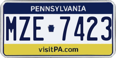 PA license plate MZE7423