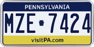 PA license plate MZE7424