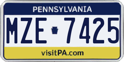 PA license plate MZE7425
