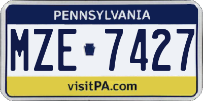 PA license plate MZE7427
