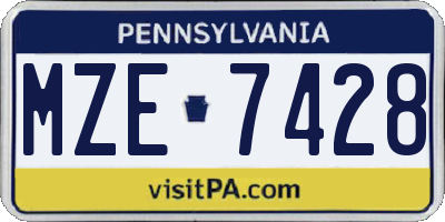 PA license plate MZE7428