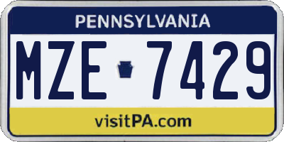PA license plate MZE7429