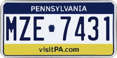 PA license plate MZE7431