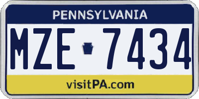 PA license plate MZE7434