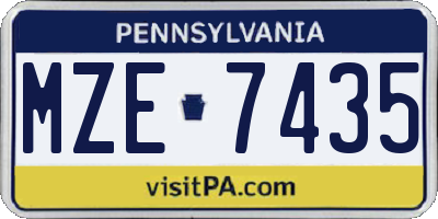 PA license plate MZE7435