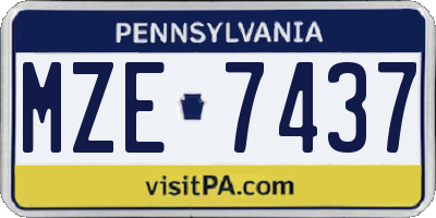 PA license plate MZE7437