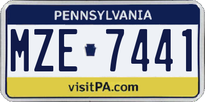 PA license plate MZE7441